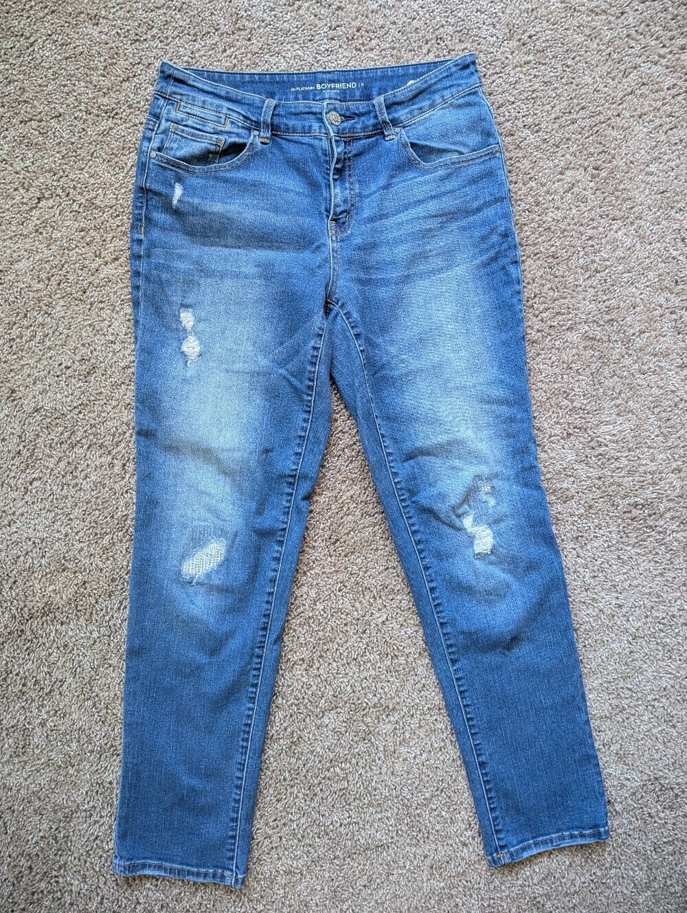 Chicos The Platinum Collection Distressed Boyfriend Jeans Size 0